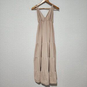 Seaspice Tan Maxi Dress Women's Large 100% Peruvian Cotton Resort Wear
